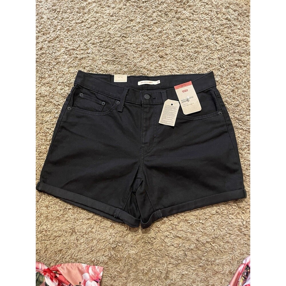 Levi's Women's Mid-Length Black Denim Jean Shorts, Size 30
